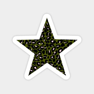 Leopard Print Star in Green, Black and Light Pink Sticker